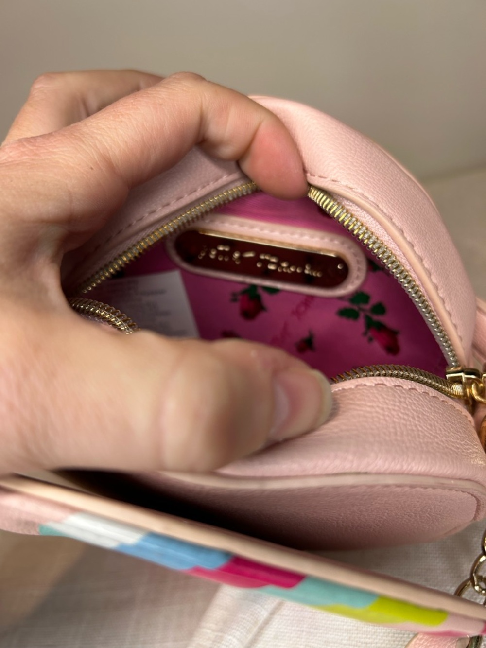 Betsey Johnson Candy Swirl Round Crossbody Bag in Pink & Multi-Color - Picture 7 of 11